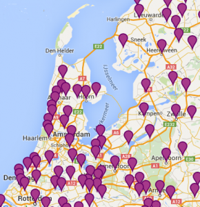 Overzicht van deelnemende milleniumgemeenten in Nederland.