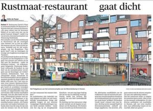 Artikel in de Gooi en Eemlander over aanstaande sluiting restaurant Rustmaat (datum: 21 december 2016)